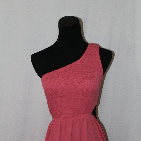 Pretty In Pink ANRABESS Smock Top Side Cutout 1 Shoulder Pullover Dress S NWT's - Picture 2 of 13
